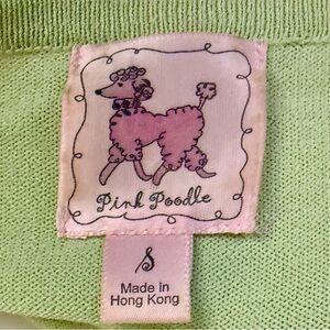 Pink Poodle Vintage Elegant Top Green S 4 6 Stretch Knit Beaded Tassel Spring